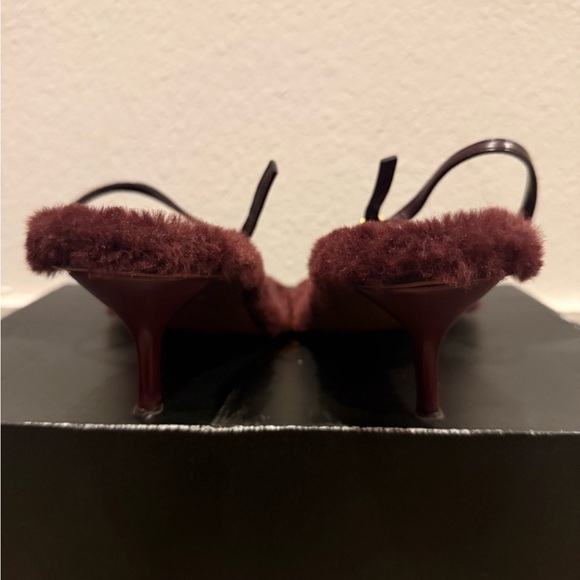 Zara Faux Fur Burgundy Women’s Heeled Sandals EU 39 US 8.5/9 - Picture 3 of 7
